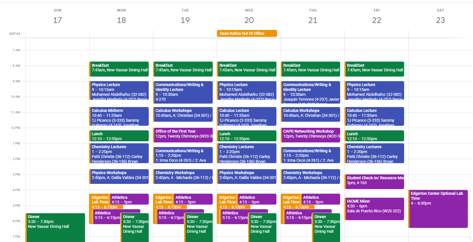 Typical IP Calendar